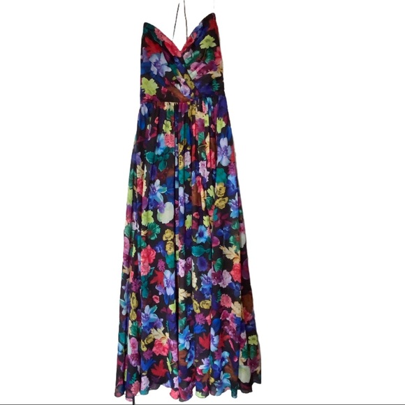 Love by Theia multi floral v-neck gown - Picture 6 of 6